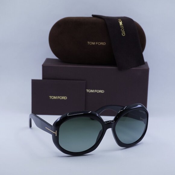 Tom Ford Georgia-02 FT1011 01B Round Sunglasses - Black/Smoke Gradient